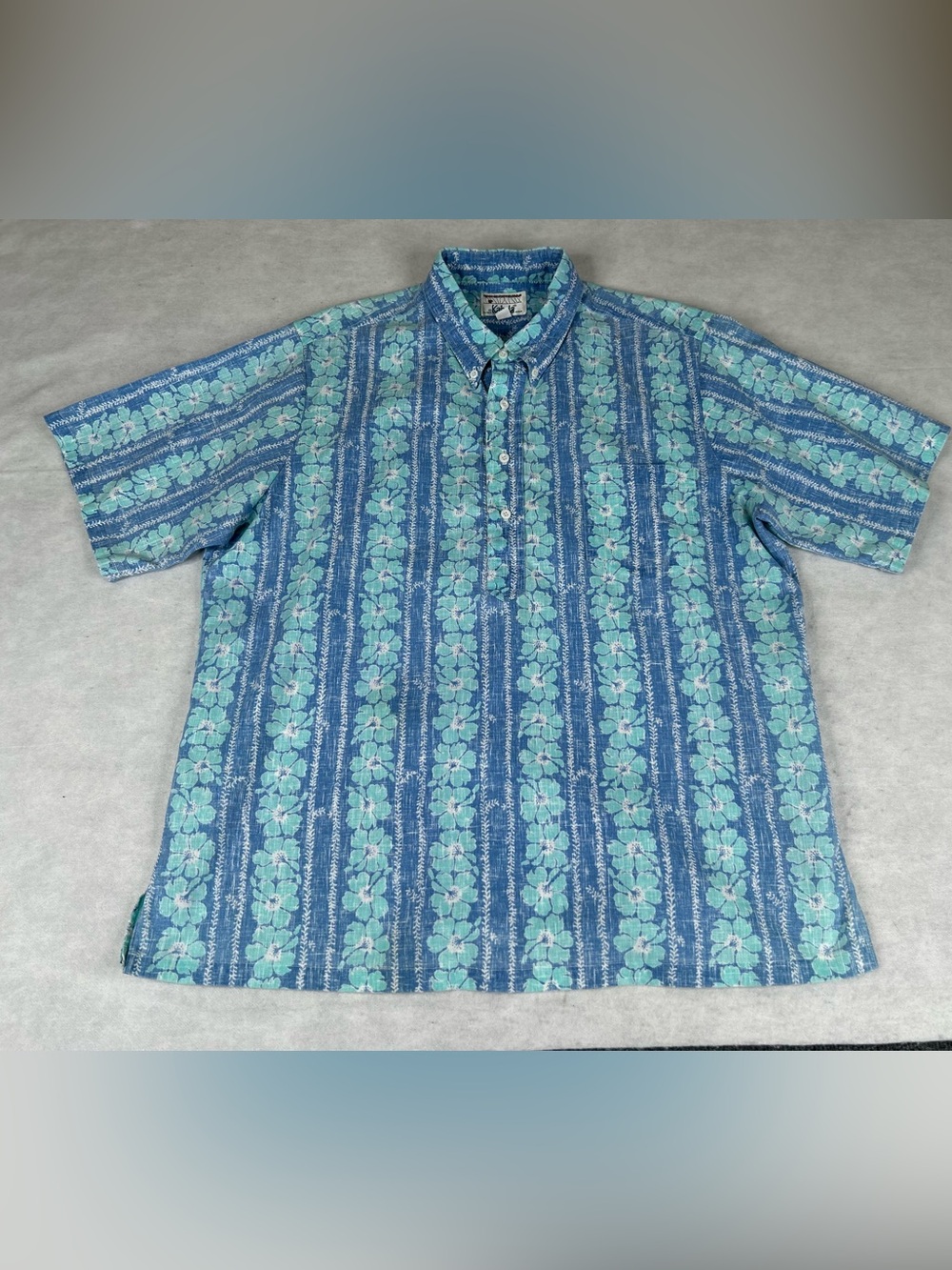 Kahala Shirt Men's Green/Blue Size XL Short Sleeve Floral Hawaiian Aloha Camp